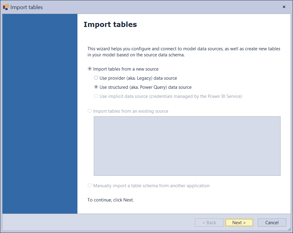 Import Tables Wizard
